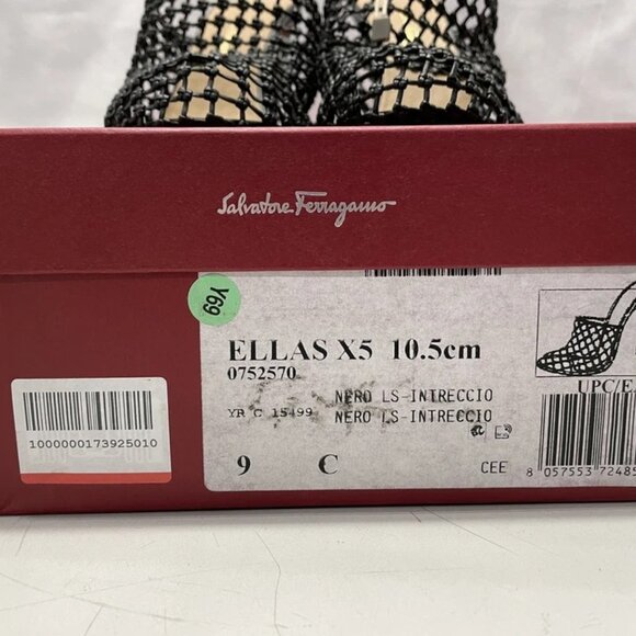 NEW SALVATORE FERRAGAMO  Ellas X5 Woven Leather Mules – Women’s Size 9C – Black - Picture 7 of 11